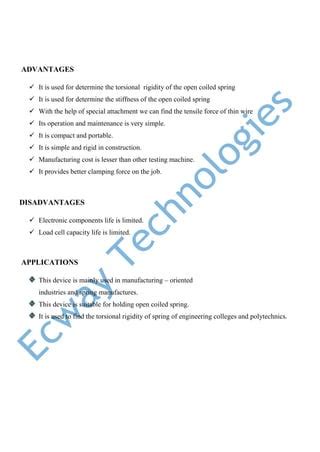 helical spring load testing machine project report|Fabrication and Analysis of Helical Spring Load Testing .